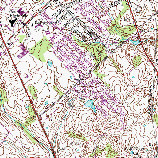 Topographic Map of Lawrenceburg Fire and Rescue Station 2, KY