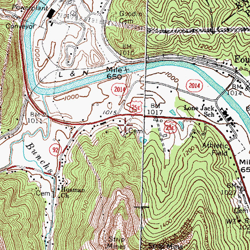 Topographic Map of Bell County Volunteer Fire Department East Pineville Station, KY