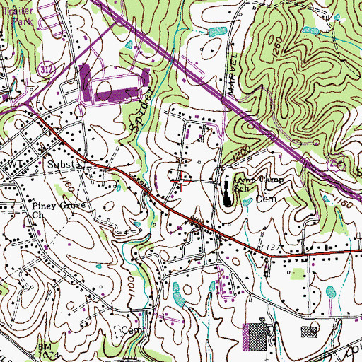 Topographic Map of West Knox Fire Department Station 1, KY