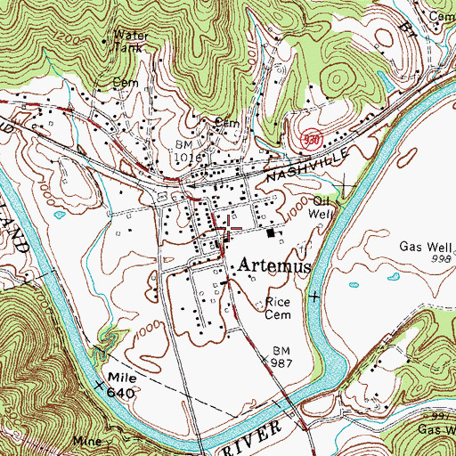 Topographic Map of Artemus Volunteer Fire Department Station 3, KY