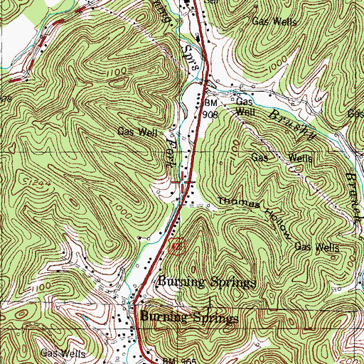 Topographic Map of Burning Springs Fire Department, KY