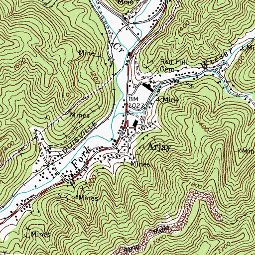 Topographic Map of Bell County Volunteer Fire Department Arjay Station, KY