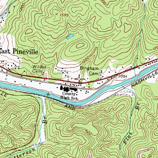 Topographic Map of Bell County Volunteer Fire Department Four Mile Station, KY