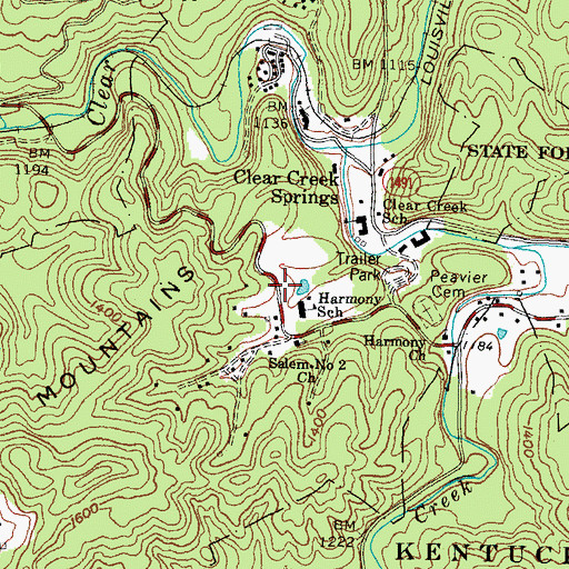 Topographic Map of Bell County Volunteer Fire Department Clear Creek Station, KY