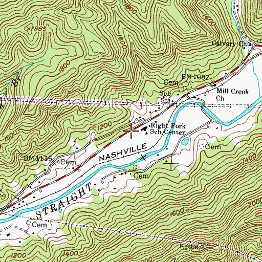 Topographic Map of Bell County Volunteer Fire Department Right Fork Station, KY
