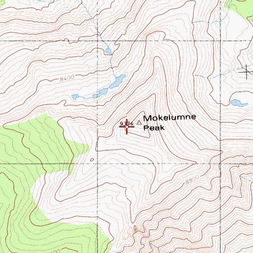 Topographic Map of Mokelumne Peak, CA