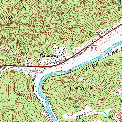 Topographic Map of Bell County Volunteer Fire Department Calloway Station, KY