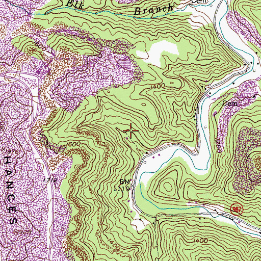 Topographic Map of Bell County Volunteer Fire Department Brownies Creek Station, KY