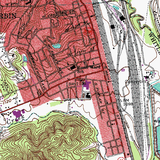Topographic Map of Corbin Fire Department Station 2, KY