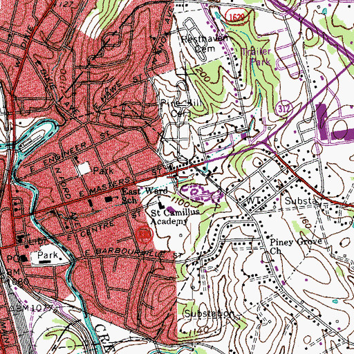 Topographic Map of Corbin Fire Department Station 3, KY