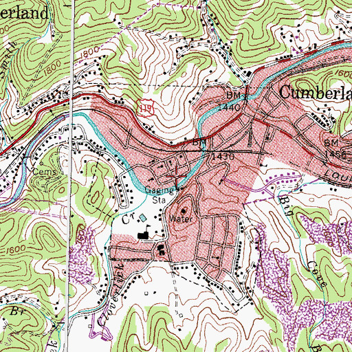 Topographic Map of Cumberland Fire Department Station 1, KY