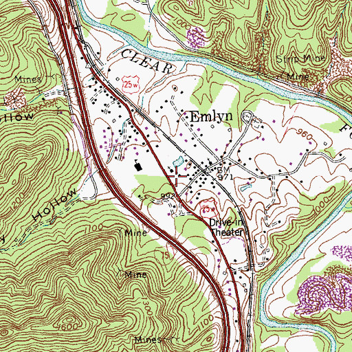 Topographic Map of Emlyn Fire Department, KY