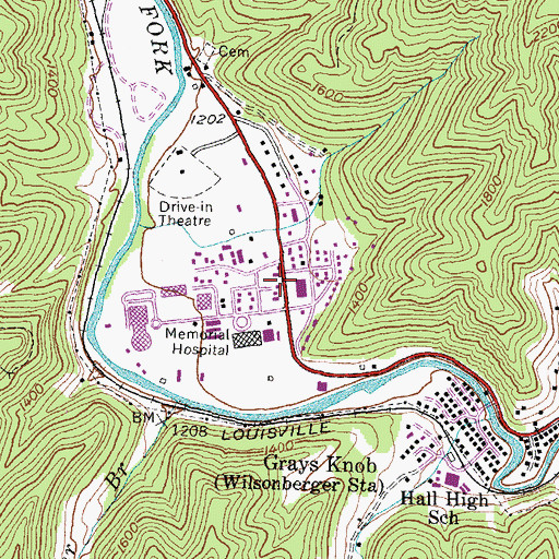 Topographic Map of Harlan Fire Department Station 2, KY