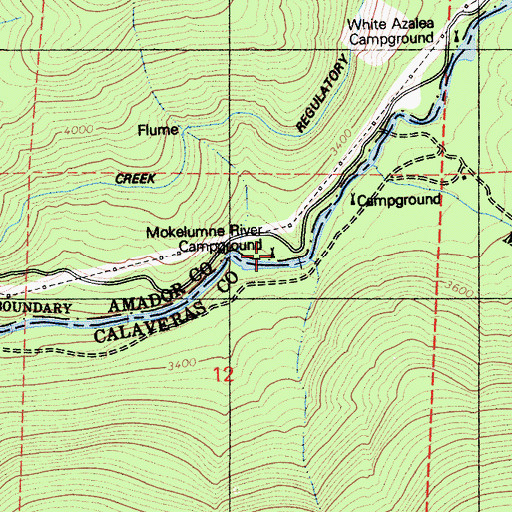 Topographic Map of Mokelumne River Campground, CA