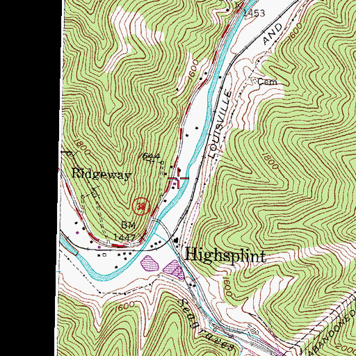 Topographic Map of Harlan County Rural Fire Department Station 2, KY