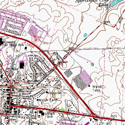 Topographic Map of Woodford County Ambulance Service, KY