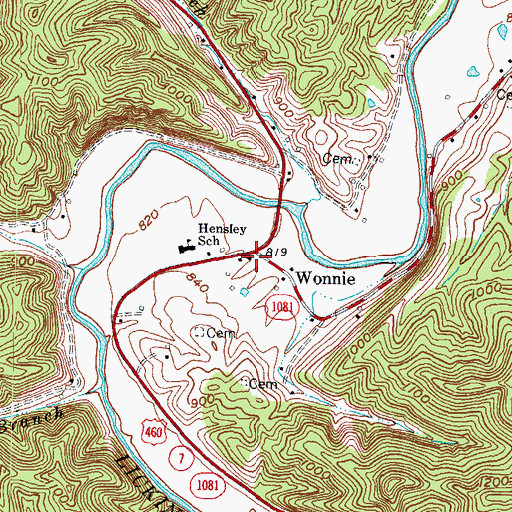 Topographic Map of Bloomington Mountaineers Fire Department, KY