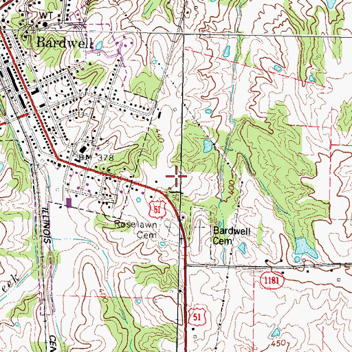 Topographic Map of Carlisle County Rural Rescue and Fire, KY
