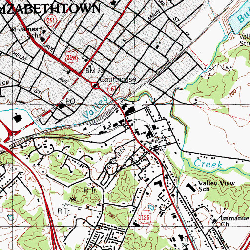 Topographic Map of Central Hardin County Fire Department Station 2, KY