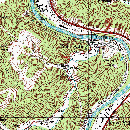 Topographic Map of Pikeville Fire and Ambulance Station 2, KY