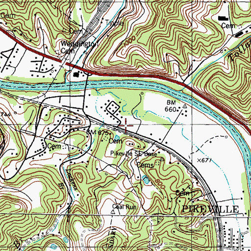 Topographic Map of Pikeville Fire and Ambulance Station 3, KY
