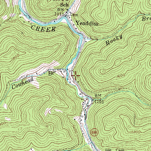 Topographic Map of Cutshin Volunteer Fire and Rescue Station 3, KY