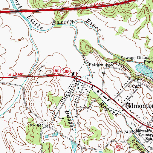 Topographic Map of Edmonton Volunteer Fire and Rescue, KY