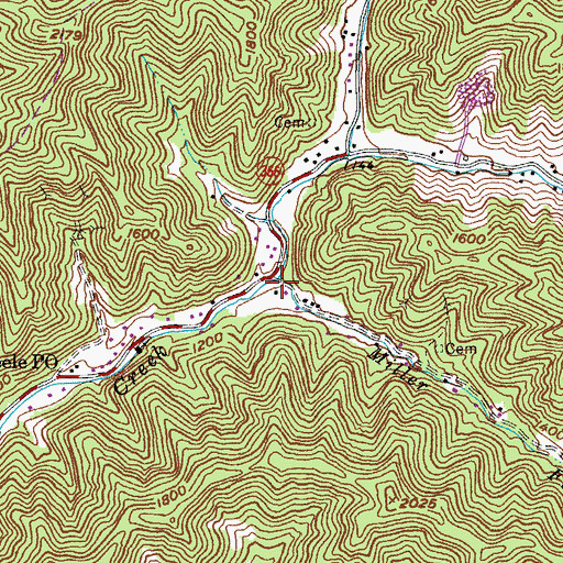 Topographic Map of Fedscreek Volunteer Fire Department Station 2, KY