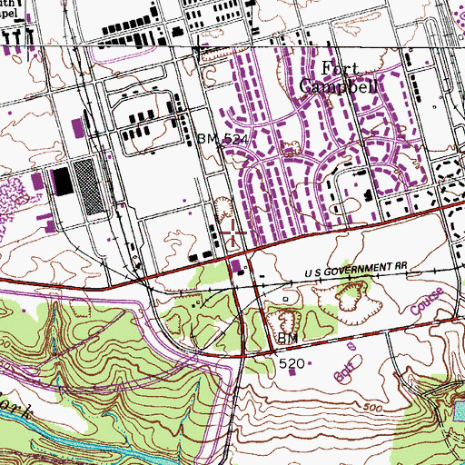 Topographic Map of Fort Campbell Department of Defense Fire Department Station 1, TN