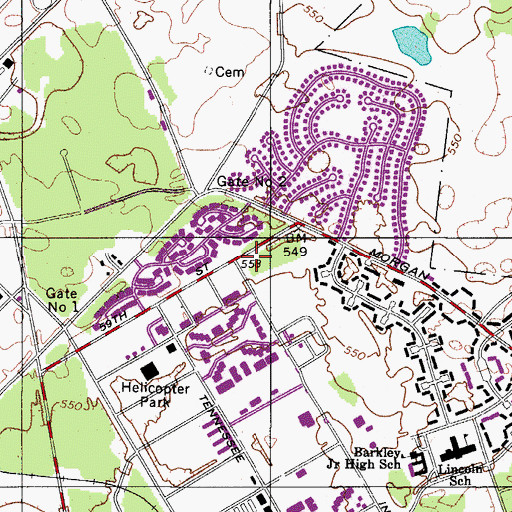 Topographic Map of Fort Campbell Department of Defense Fire Department Station 5, KY