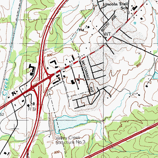 Topographic Map of Kentucky Division of Forestry Central District, KY