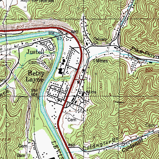 Topographic Map of Kentucky Division of Forestry Eastern District, KY