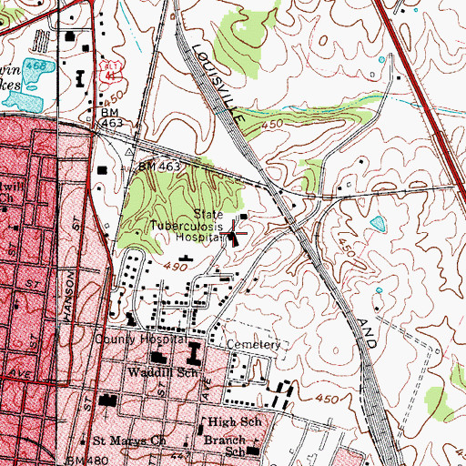 Topographic Map of Kentucky Division of Forestry Green River District, KY