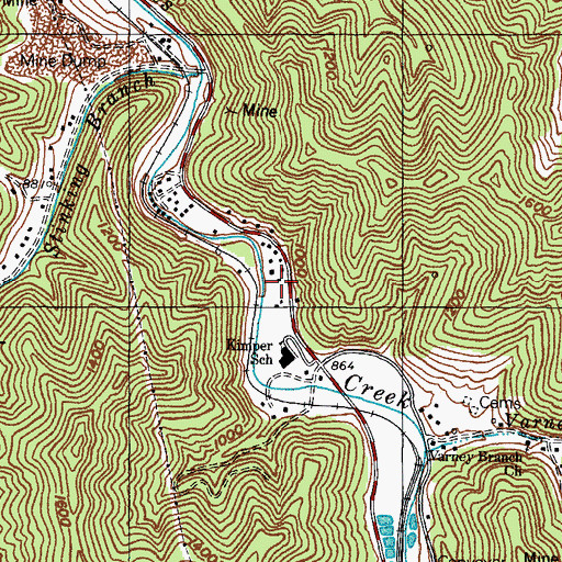 Topographic Map of Kimper Volunteer Fire Department Station 3, KY