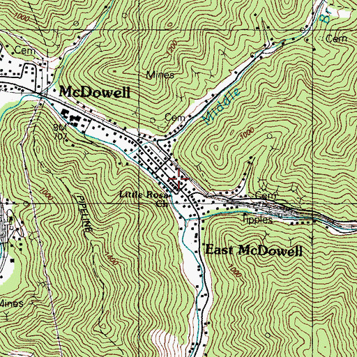 Topographic Map of Left Beaver Volunteer Fire Department and Rescue Squad Station 2, KY