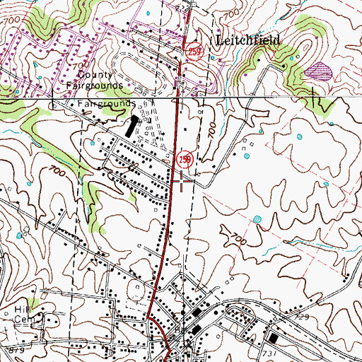 Topographic Map of Leitchfield Fire Department Station 1, KY