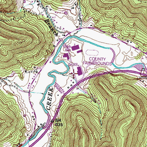 Topographic Map of Lewis County Volunteer Fire Company, KY