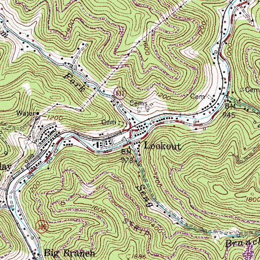 Topographic Map of Lookout Volunteer Fire and Rescue, KY
