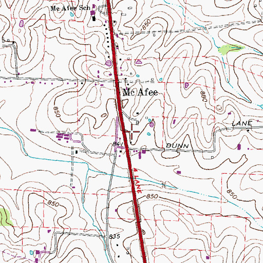 Topographic Map of Mercer County Fire Protection District Station 12 McAfee, KY