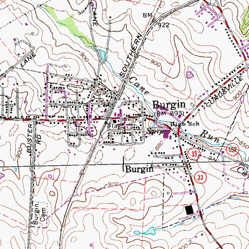 Topographic Map of Mercer County Fire Protection District Station 6 Burgin Storage, KY