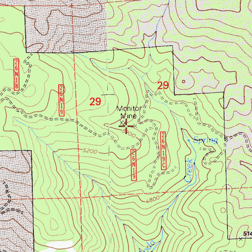 Topographic Map of Monitor Mine, CA