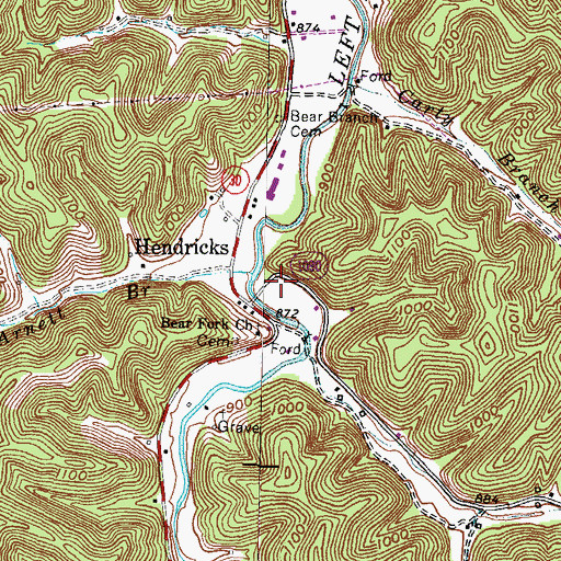 Topographic Map of Middle Fork Volunteer Fire Department, KY
