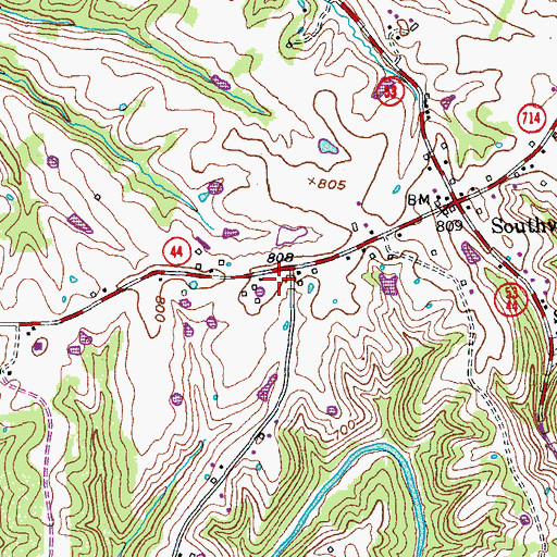 Topographic Map of Mount Eden Volunteer Fire Department Station 2, KY