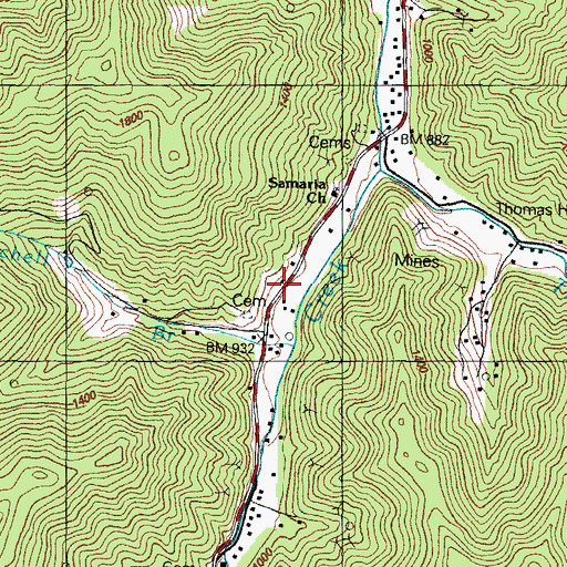 Topographic Map of Mud Creek Volunteer Fire Department Station 2, KY