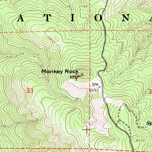 Topographic Map of Monkey Rock, CA