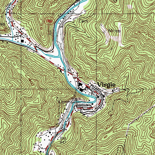 Topographic Map of Shelby Valley Volunteer Fire Department Station 2 Virgie, KY