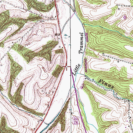 Topographic Map of South Allen Fire Department Station 2, KY