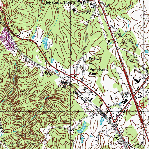 Topographic Map of South McCreary Fire and Rescue Main Station, KY