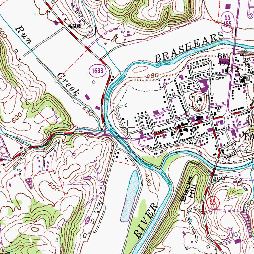 Topographic Map of Spencer County Fire Protection District Station 1 Headquarters, KY