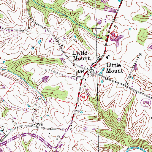 Topographic Map of Spencer County Fire Protection District Station 4, KY